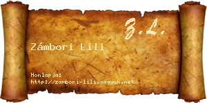 Zámbori Lili névjegykártya
